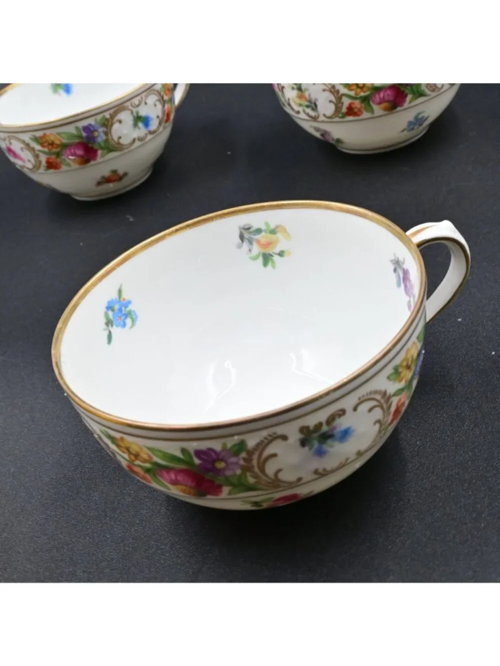 Schumann Bavaria Empress Dresden Flowers Teacups Lot of 3 Vintage